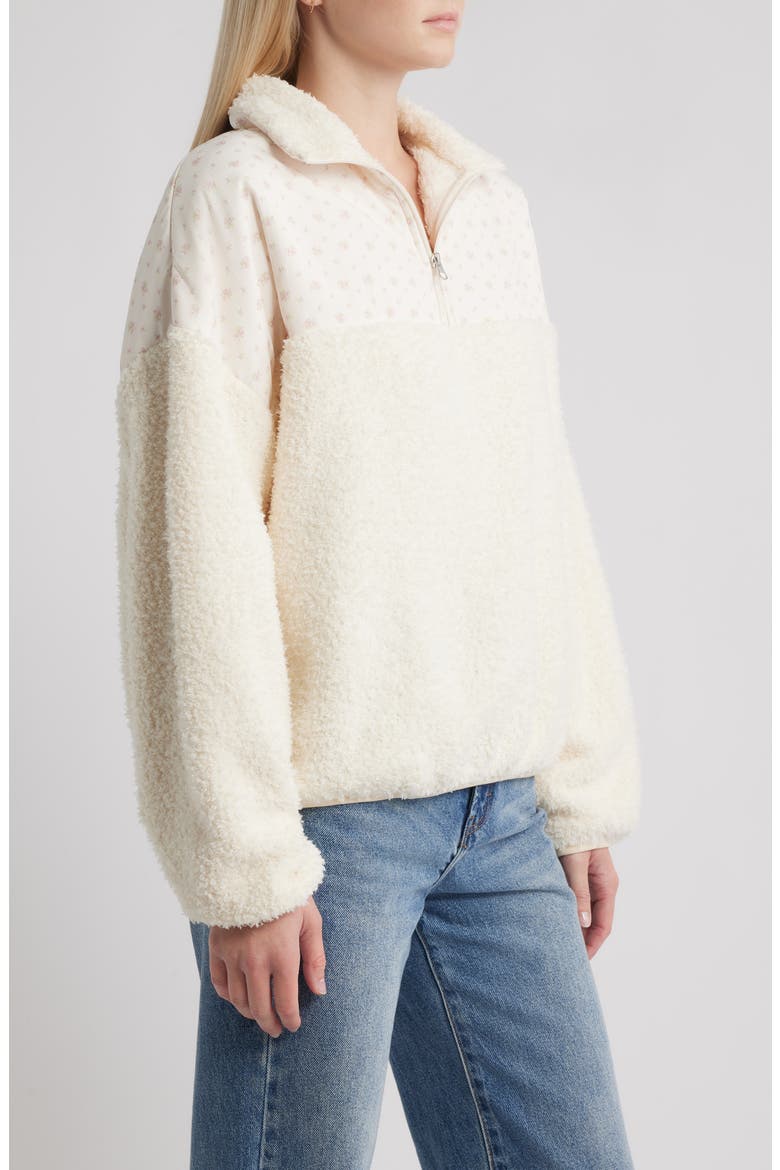 Garden Confetti Half Zip Fleece Sweatshirt, Alternate, color, CREAM