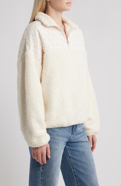 Happy Camp3r Vintage Flower Aria Mixed Media Quarter Zip Fleece Sweatshirt In Neutral