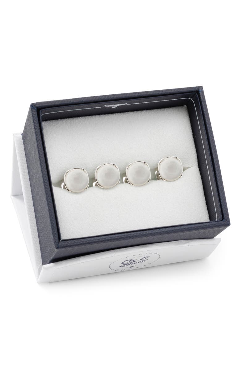 Cufflinks, Inc. Set of 4 Sterling Silver & Mother-of-Pearl Studs, Alternate, color, White