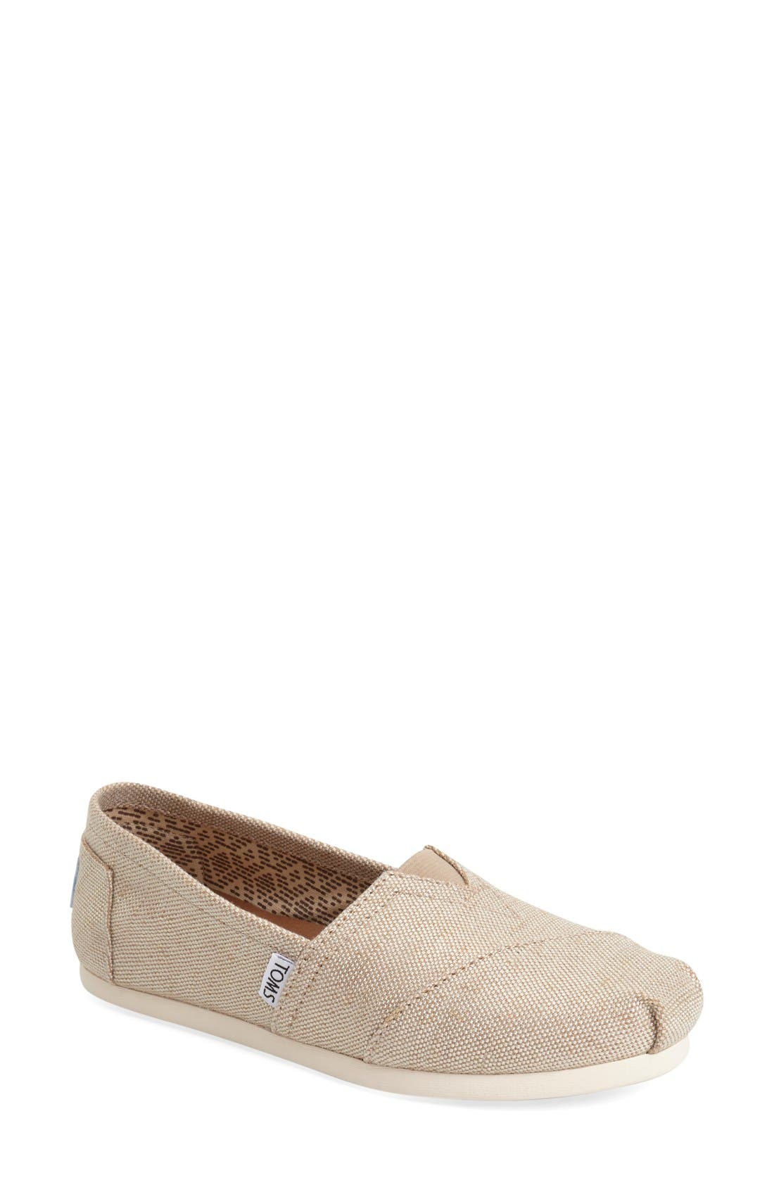 'Classic - Metallic Burlap' Slip-On, Main, color, NATURAL METALLIC BURLAP