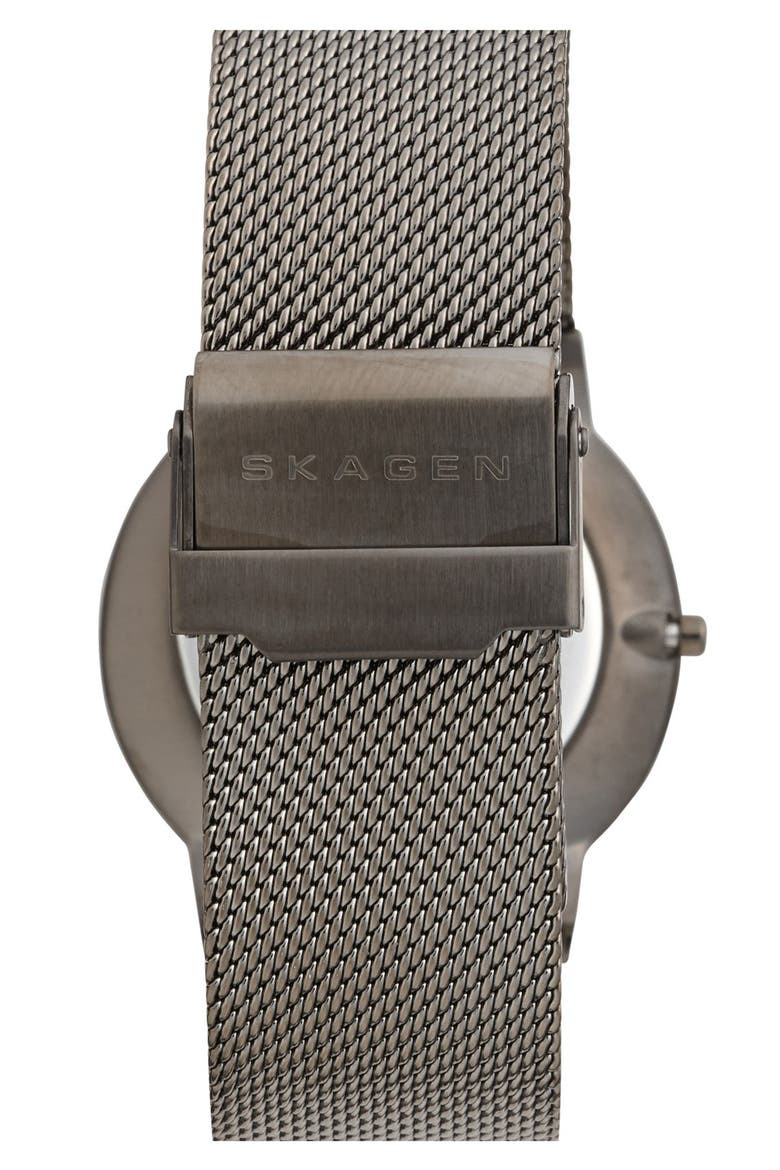 Slim Round Mesh Strap Watch, 39mm, Alternate, color, GUNMETAL/ KHAKI