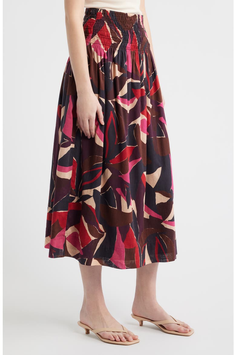 Alessa Smock Waist Cotton Midi Skirt, Alternate, color, PARADISE
