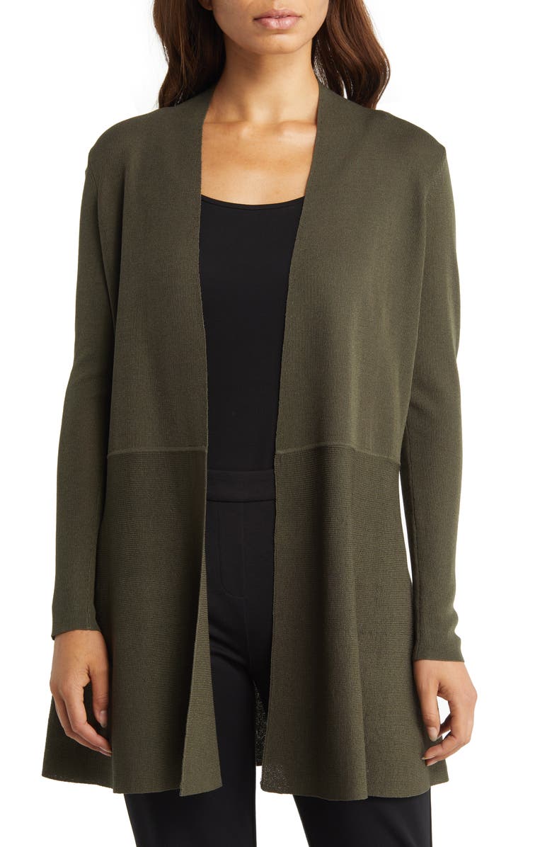 Anne Klein Monterey Peplum Open Front Cardigan, Main, color, 