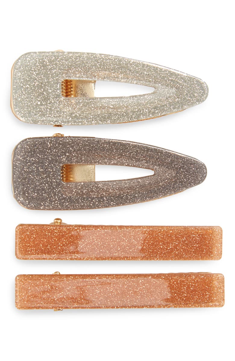 Tasha 4-Pack Glitter Hair Clips, Main, color, 