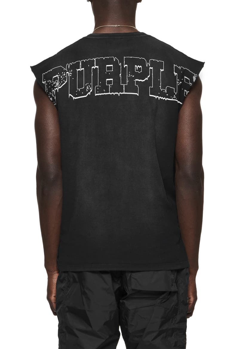 Textured Logo Cotton Muscle Tee, Alternate, color, BLACK