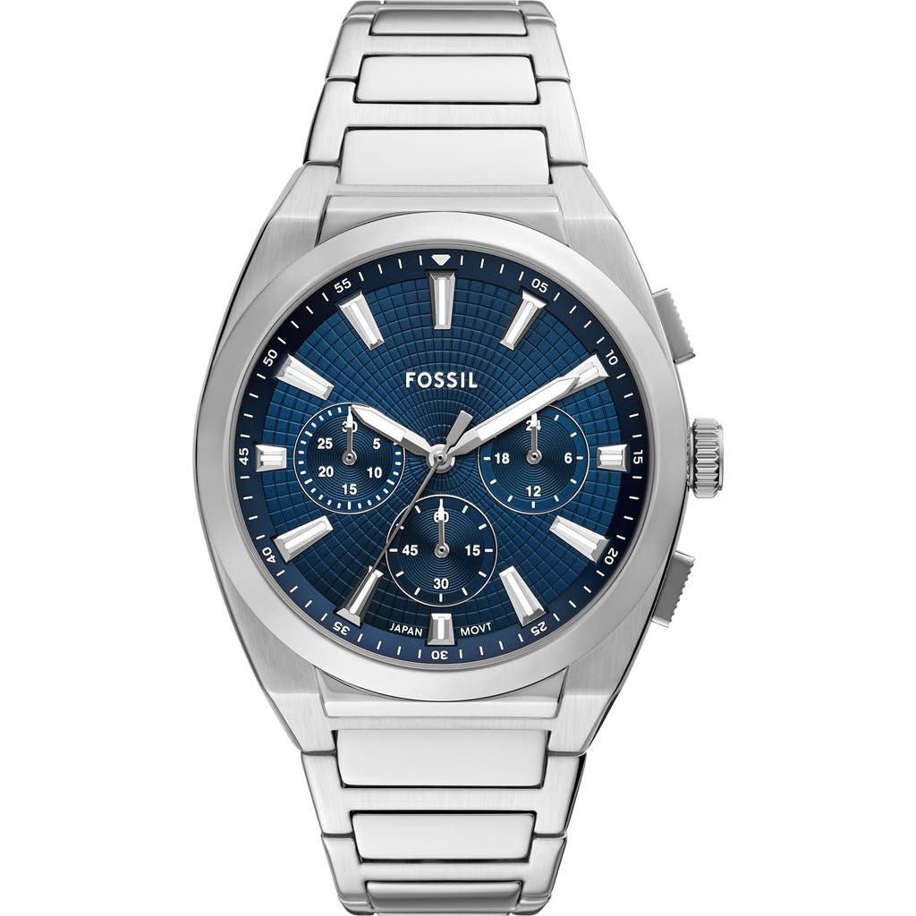 Fossil Men Everett Chronograph Watch In Silver Blue