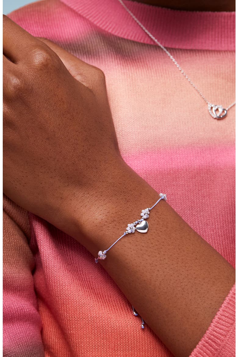 Louise Heart & Flower Beaded Slide Bracelet, Alternate, color, SILVER