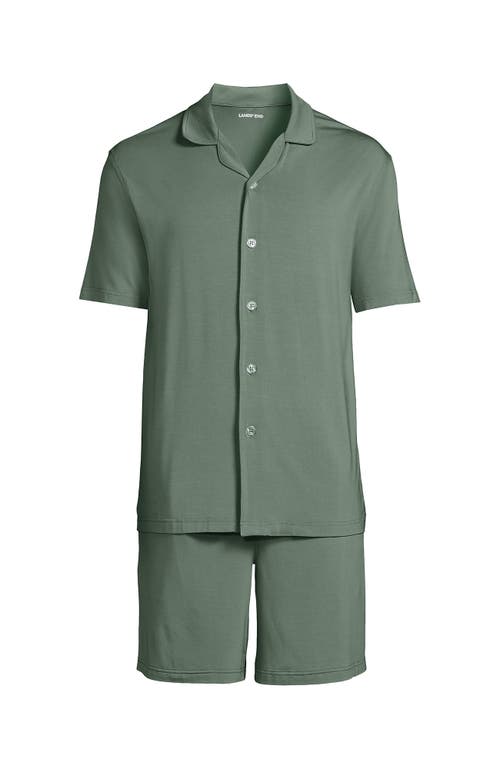 Lands' End Short Sleeve Cooling Knit Short Set In Green