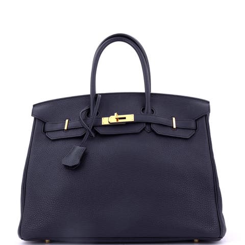 Birkin Handbag Blue Togo with Gold Hardware 35