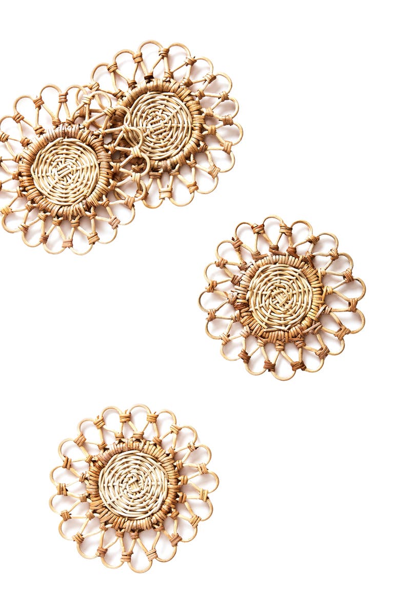 Anthropologie Home Anthropologie Penelope Set of 4 Rattan Coasters, Alternate, color, 