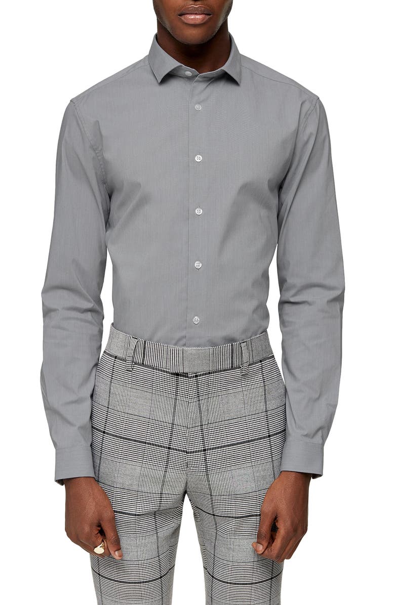 Topman Stretch Fit Button-Up Shirt, Main, color, 