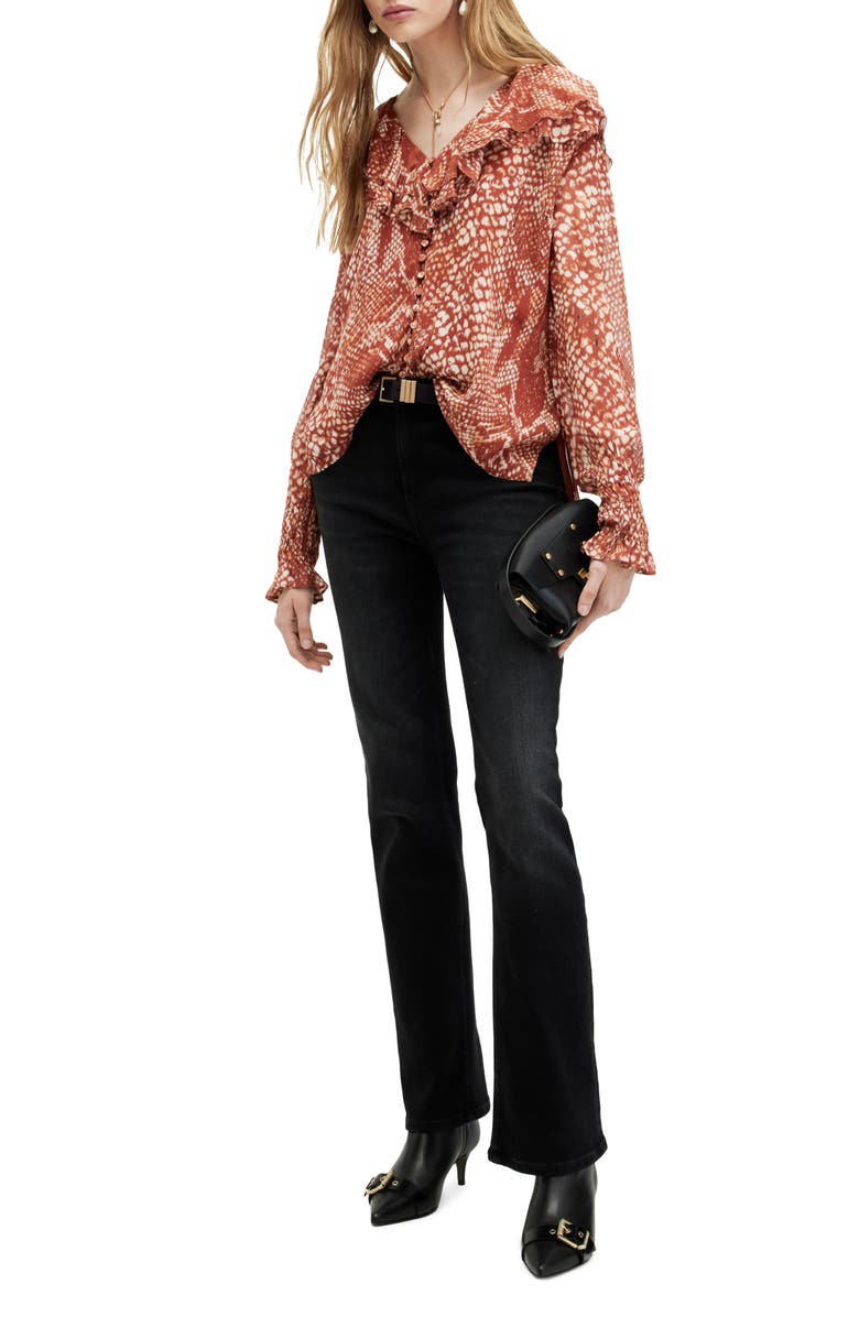 AllSaints Phoebe Waimea Ruffle Top, Alternate, color, 