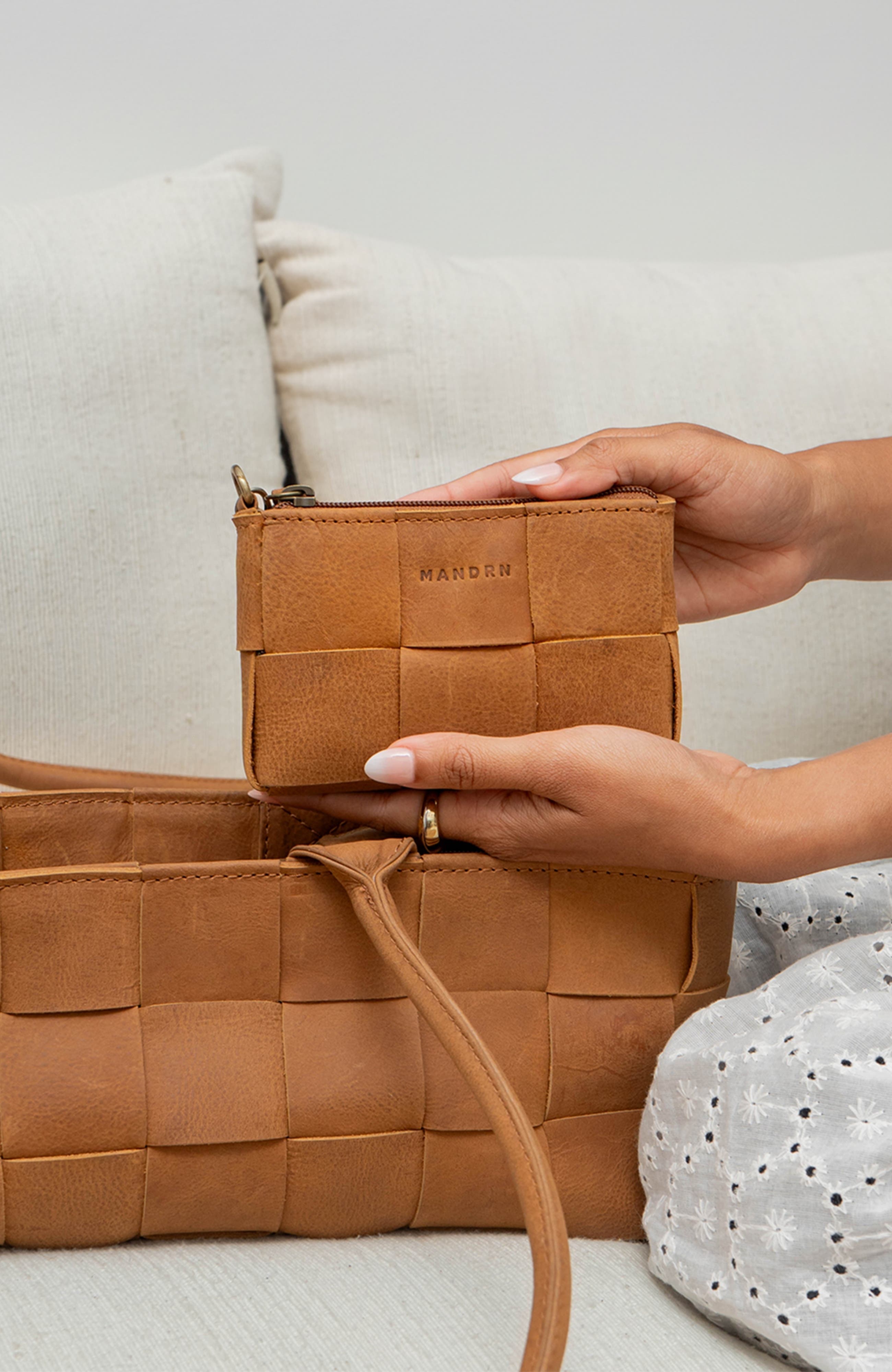 Woven Leather Shoulder Bag, Alternate, color, Saddle (light)