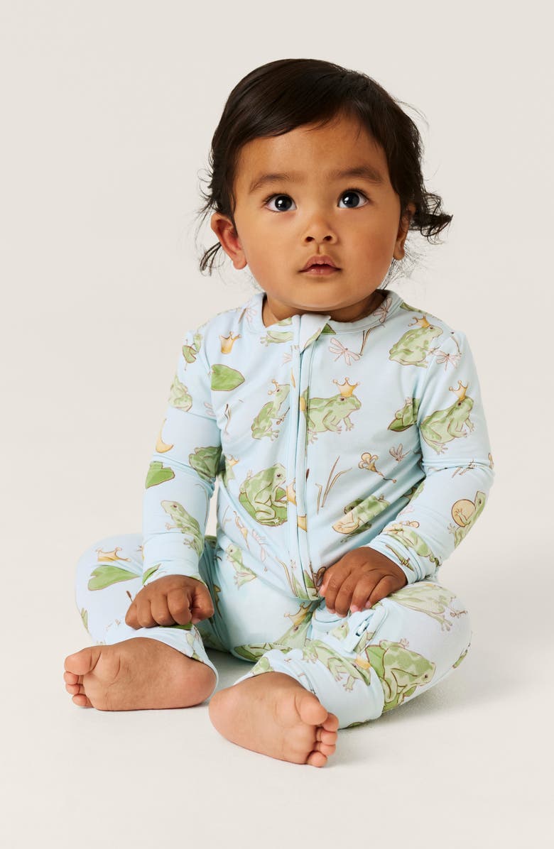 Posh Peanut Frog Prince Print Convertible Zip-Up Footie, Alternate, color, Light/ Pastel Green