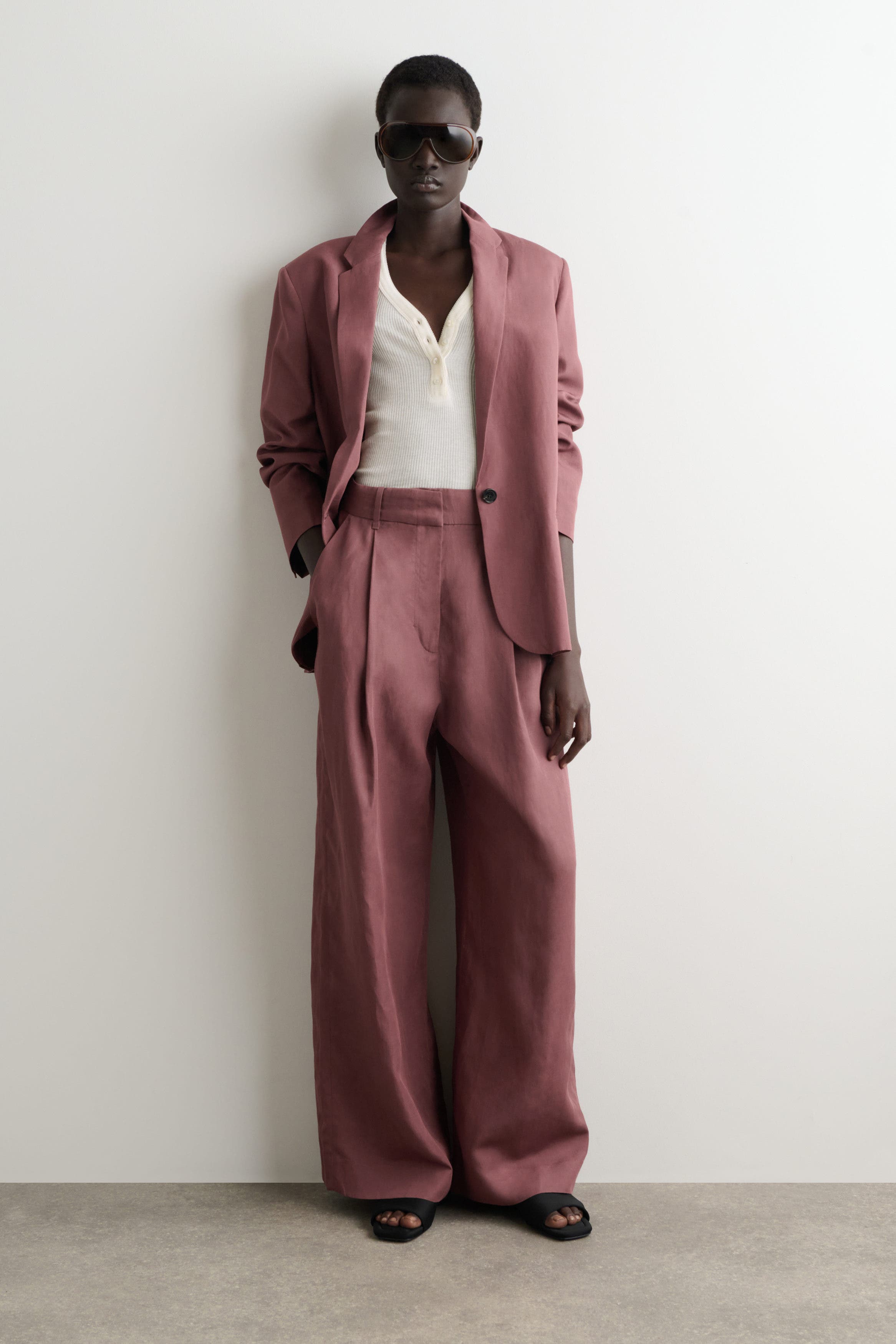 Relaxed Linen-Blend Wide-Leg Pants - image 3