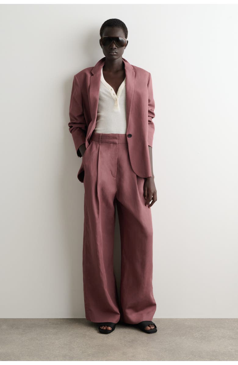 COS Relaxed Linen-Blend Wide-Leg Pants, Main, color, Rust