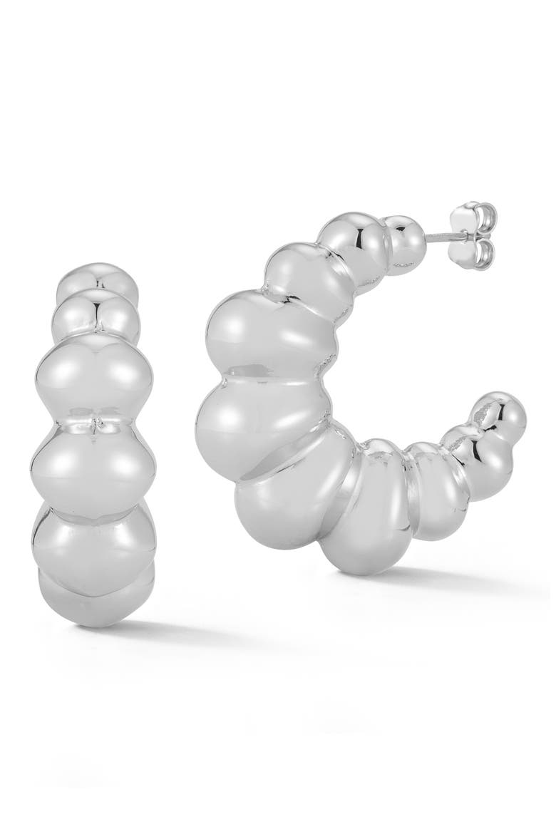 Bubble Hoop Earrings, Main, color, SILVER