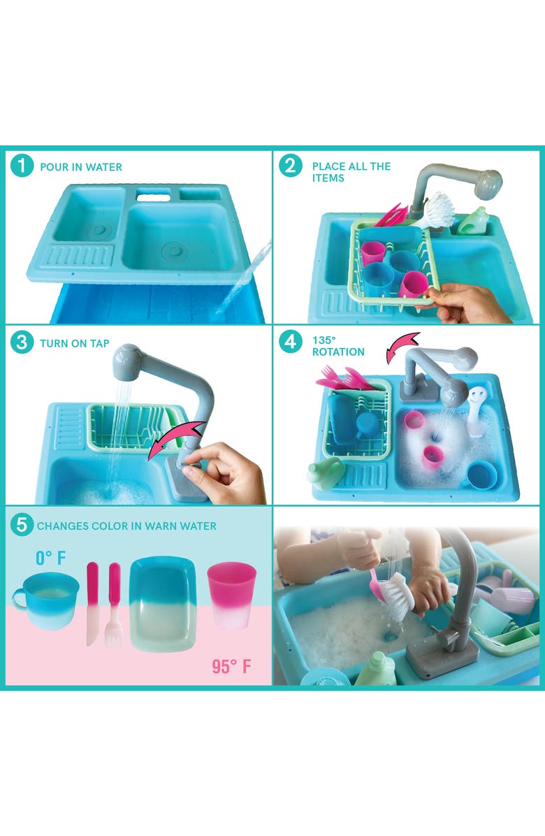 Splash Fun Splashfun Washup Kitchen Sink Playset W/ Running Water, Alternate, color, Multicolored
