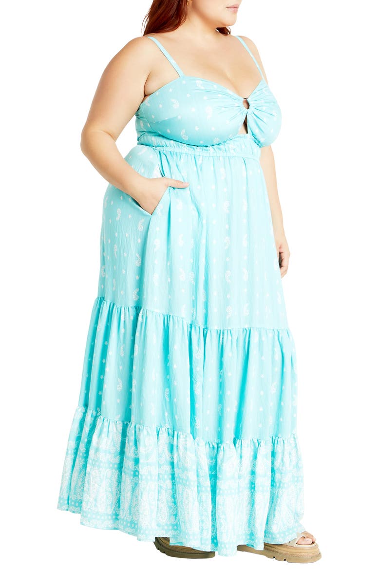 Harlow Maxi Dress, Alternate, color, PAISLEY AQUA SKY