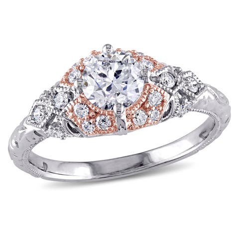 Diamond Vintage Engagement Ring 14k Two-Tone