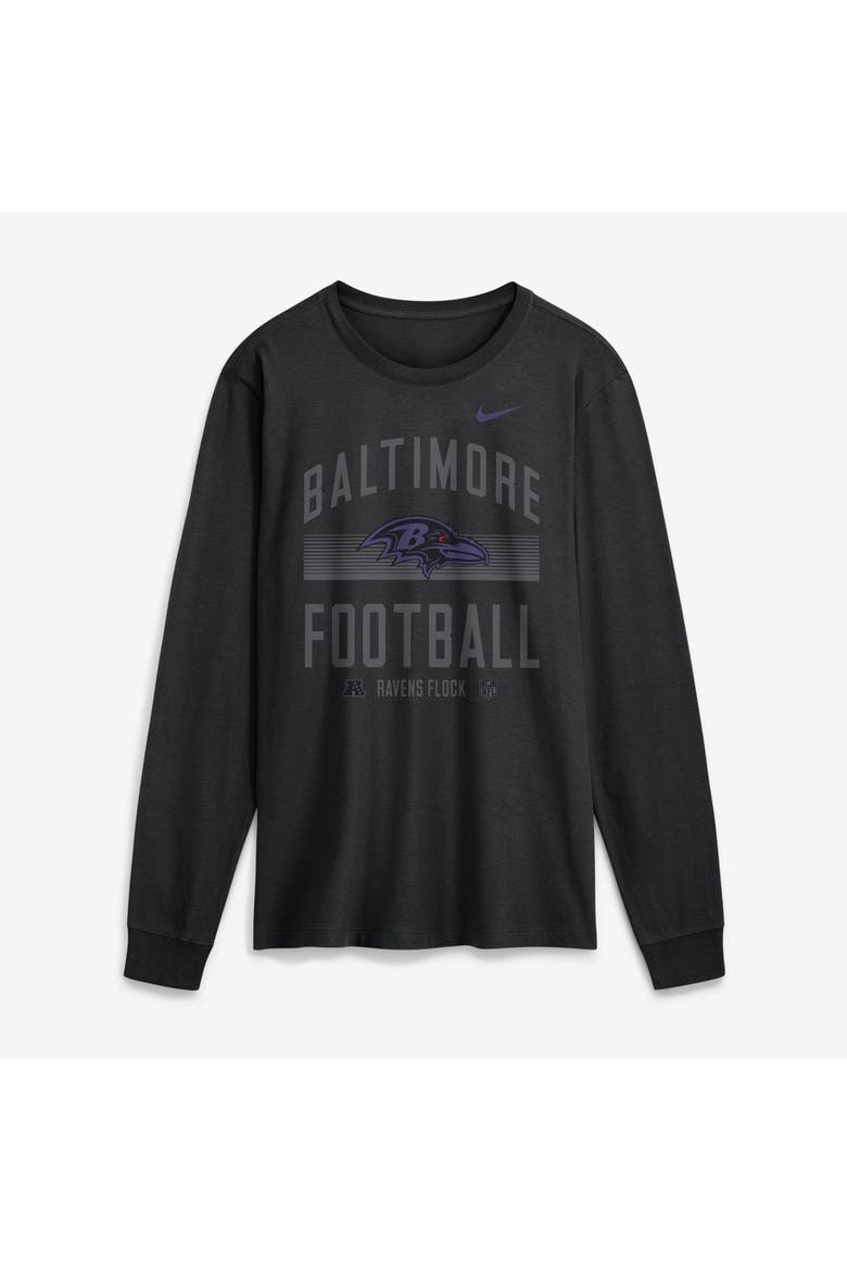 Men's Nike Black Baltimore Ravens Always Prepared Essential Cotton Long Sleeve T-Shirt, Alternate, color, Black