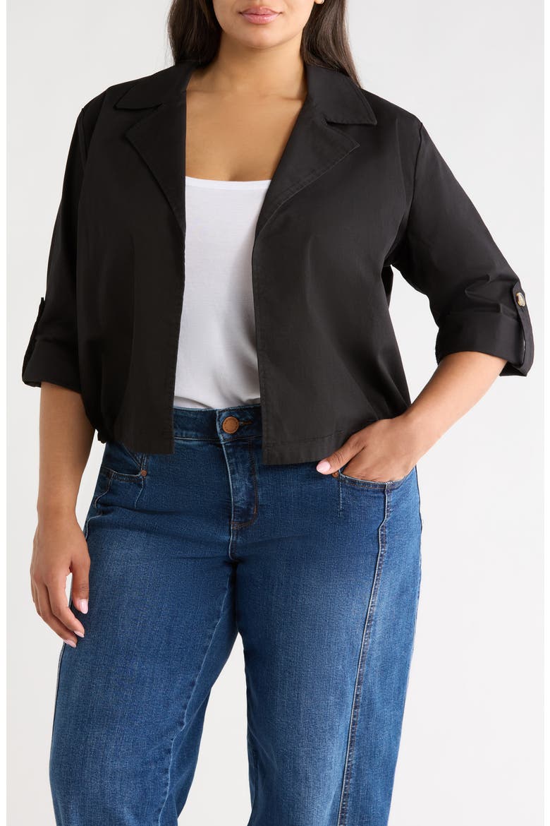 Roll Tab Crop Jacket, Main, color, BLACK