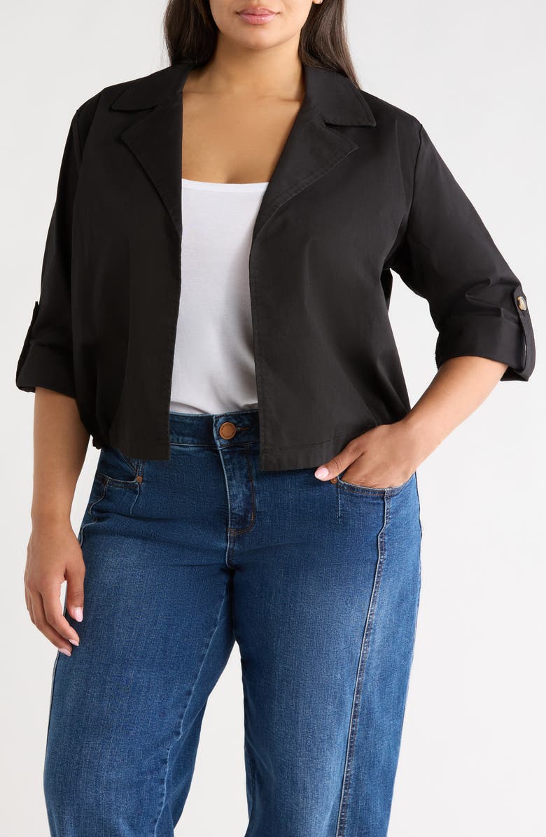 Wit & Wisdom Roll Tab Crop Jacket, Main, color, Black