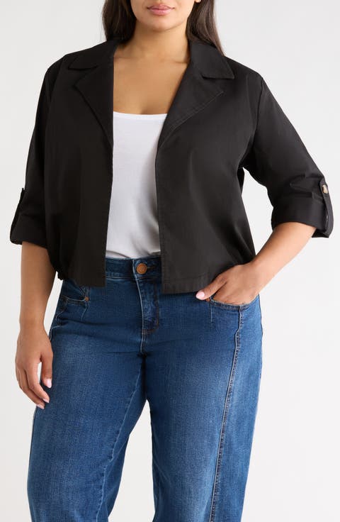 Roll Tab Crop Jacket (Plus)