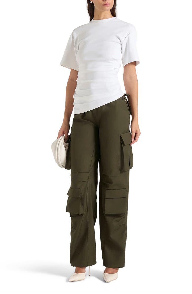 Manière De Voir Emilie Tailored High Rise Cargo Trousers, Alternate, color, Olive