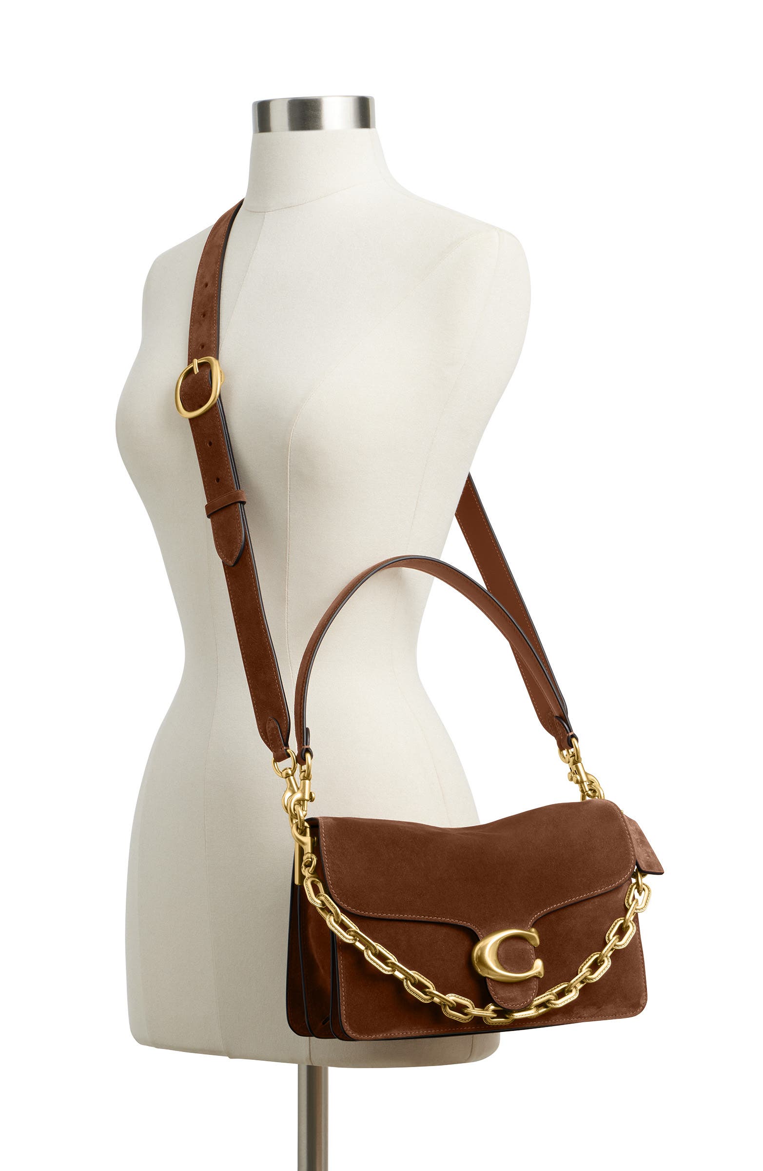 COACH Tabby Chain Suede Shoulder Bag, Alternate, color, 