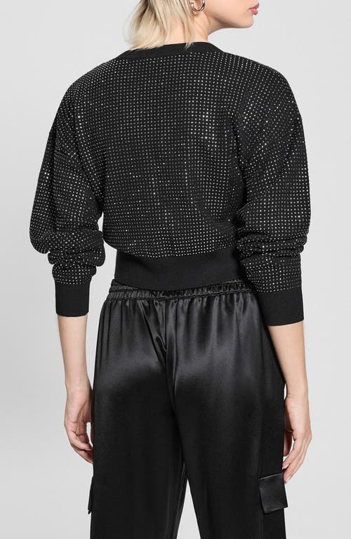 Guess Khloe Rhinestone Cardigan Sweater In Jet Black
