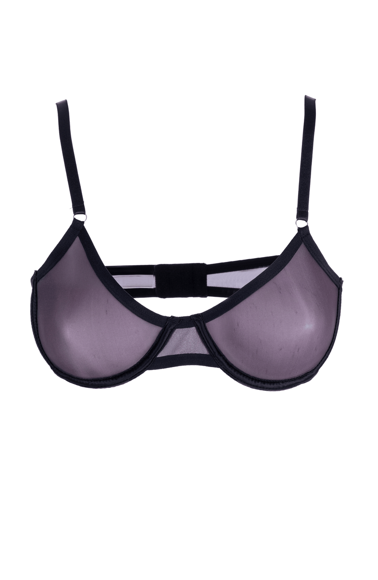 LECHERY<sup>®</sup> Lustrous Sheer Plunge Underwire Bra, Alternate, color, Black