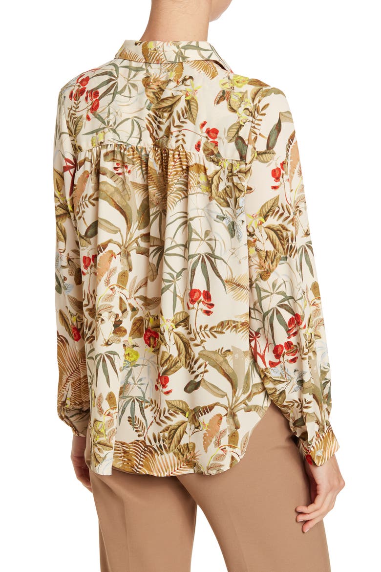 Printed Long Sleeve Button-Up Shirt, Alternate, color, TROPICAL PRINT