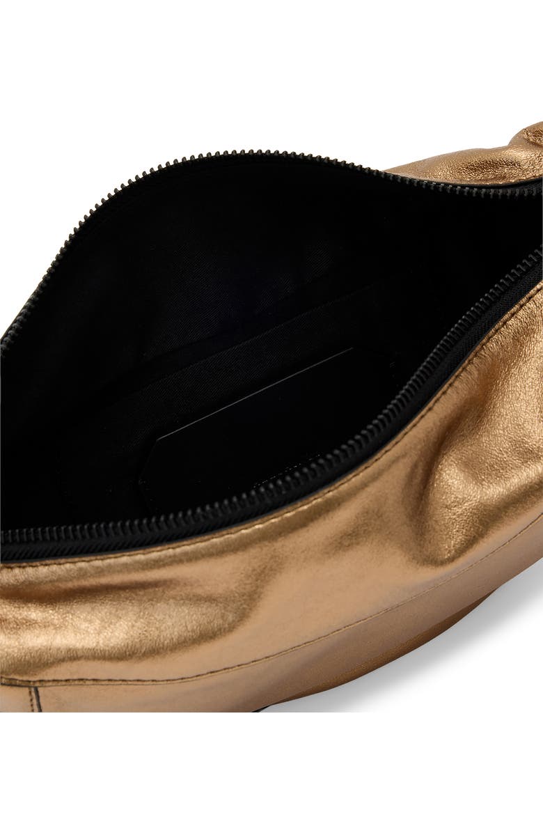 AllSaints Luna Metallic Leather Crossbody Bag, Alternate, color, Warm Brass