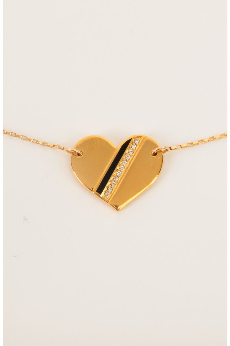 Heart Stripe Pendant Necklace, Main, color, Gold