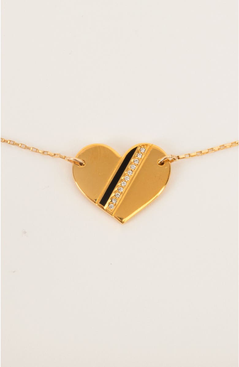 Gwen Beloti Heart Stripe Pendant Necklace, Main, color, Gold