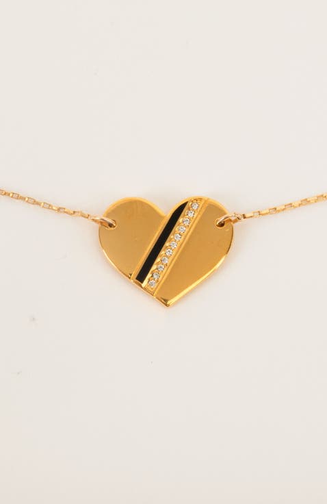 Heart Stripe Pendant Necklace