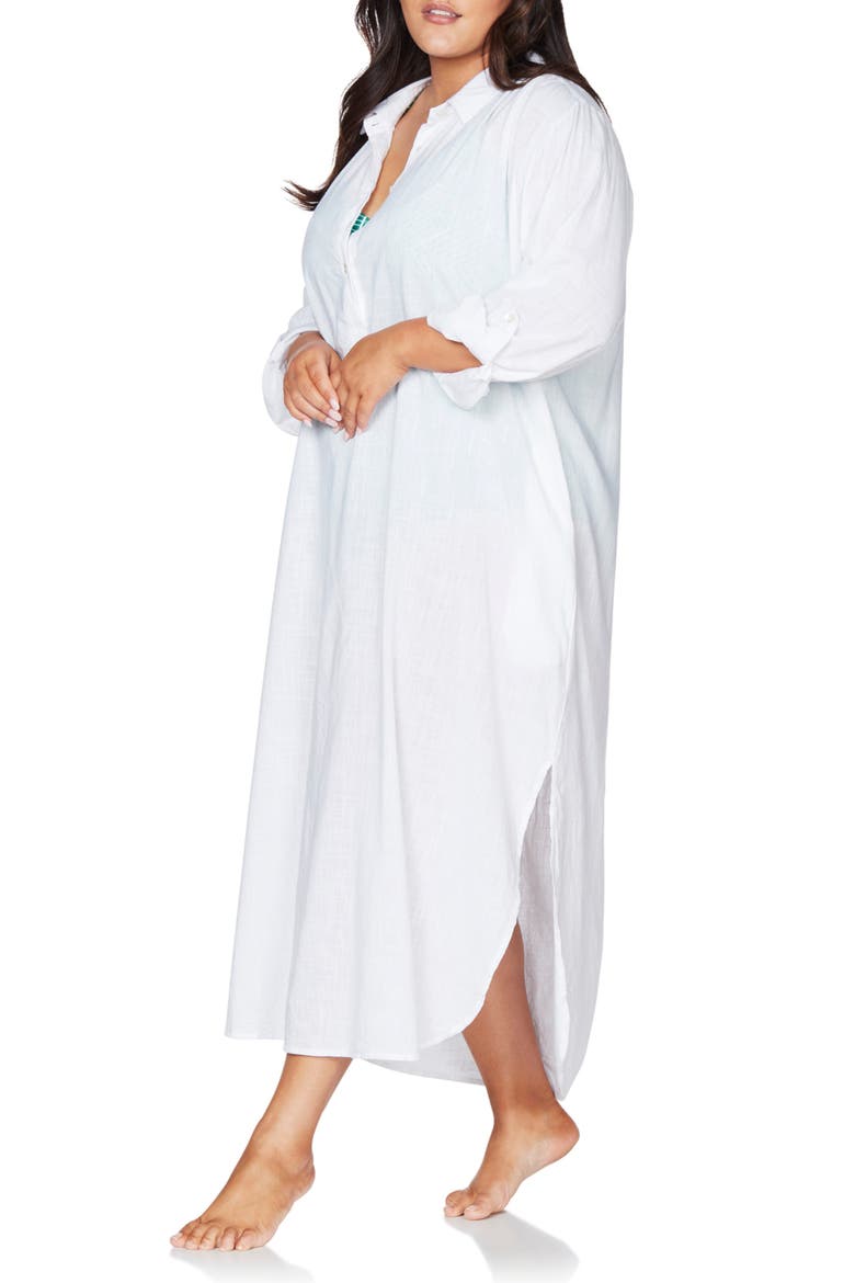 Monteverdi Cotton Blend Cover-Up Maxi Dress, Alternate, color, WHITE
