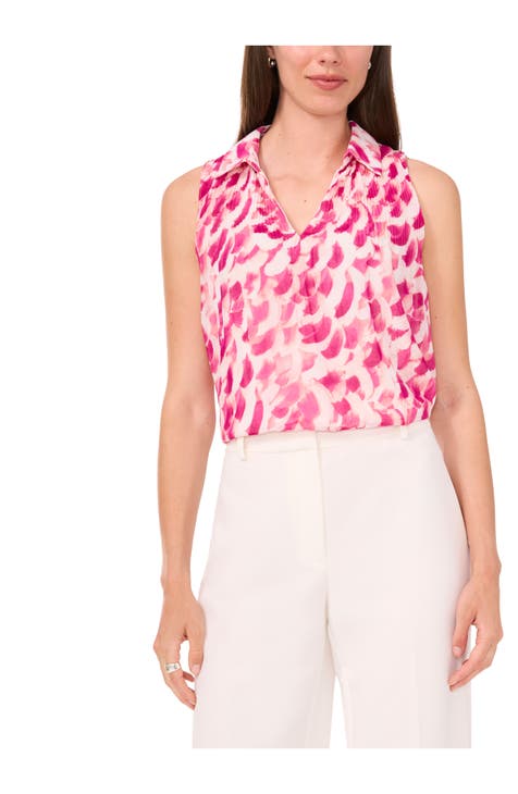 Pleated Chiffon Sleeveless Top