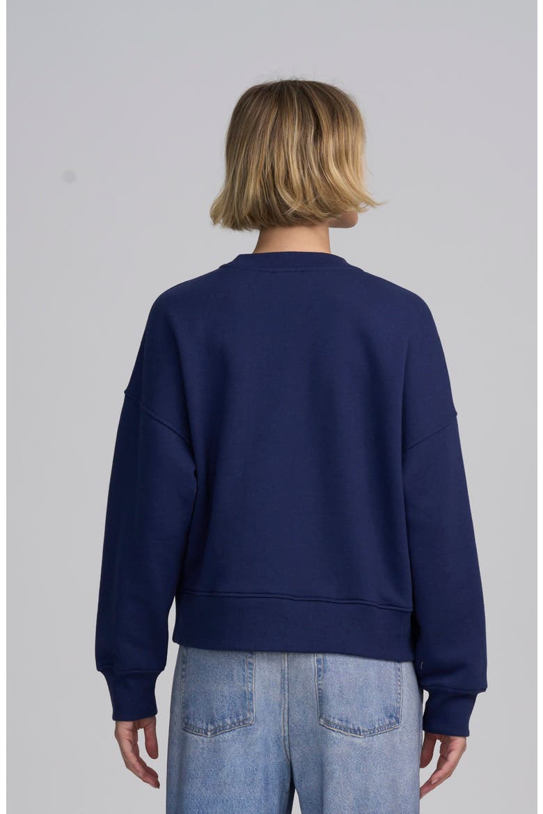 Embroidered ELLE Sweatshirt, Alternate, color, NAVY/IVORY