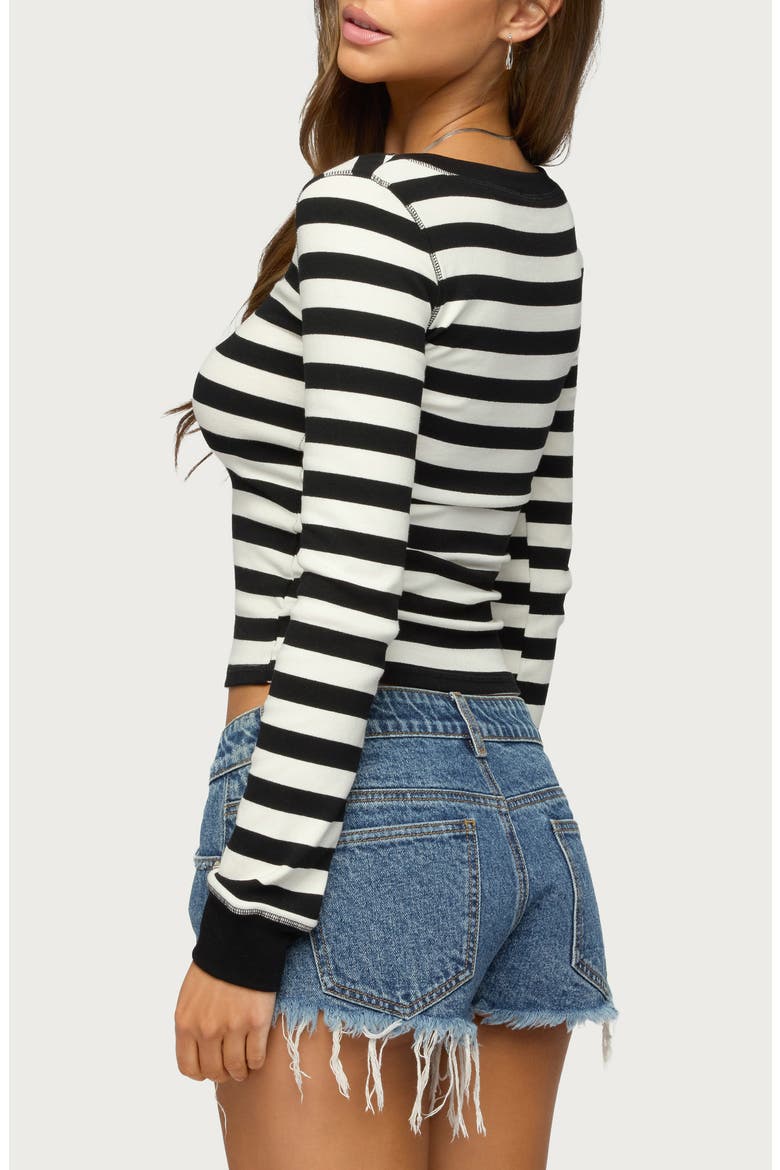 Rainey Stripe Scoop Neck Long Sleeve Top, Alternate, color, BLACK-AND-WHITE