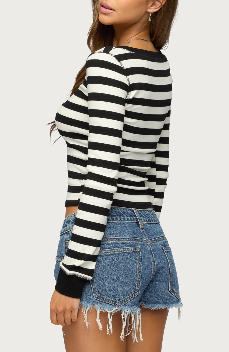 EDIKTED Rainey Stripe Scoop Neck Long Sleeve Top, Alternate, color,
