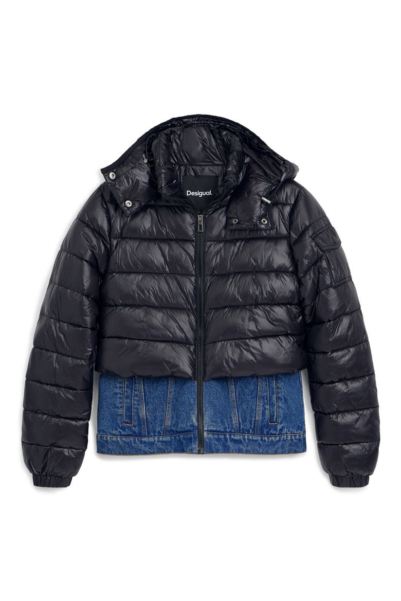 Mich Layered Puffer Coat, Alternate, color, BLACK