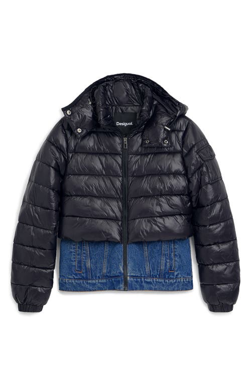 Desigual Mich Layered Puffer Coat In Black