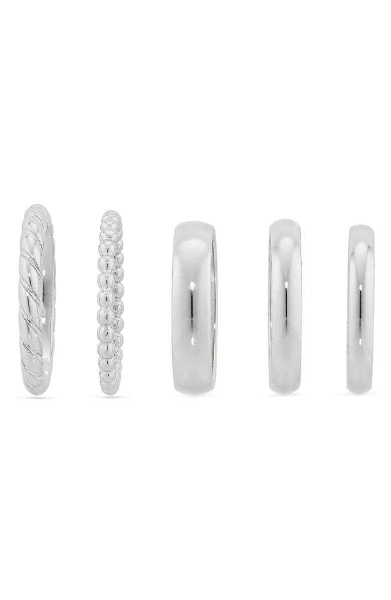 Nordstrom Set of 5 Assorted Stacking Rings, Alternate, color, Silver