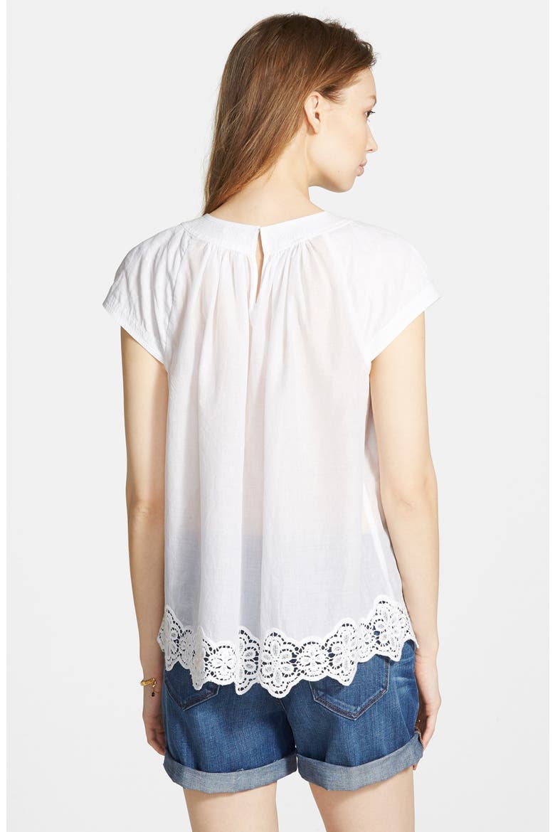 Eyelet Hem Peasant Top, Alternate, color, EYELET WHITE