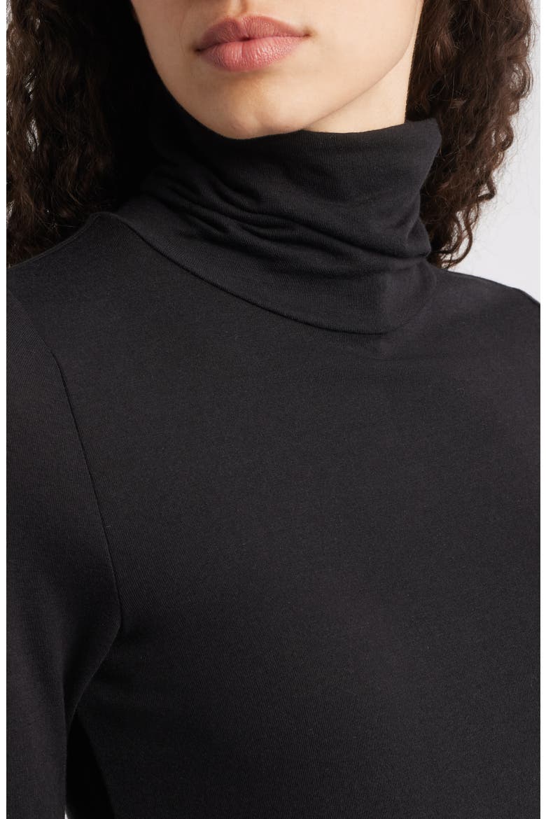 Turtleneck Stretch Organic Cotton Blend Top, Alternate, color, BLACK