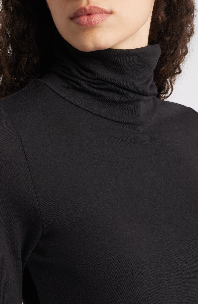 Eileen Fisher Turtleneck Stretch Organic Cotton Blend Top, Alternate, color, Black