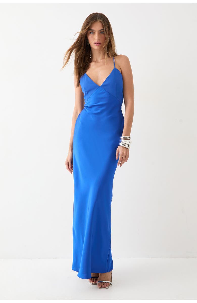 MissPap Premium Bust Panel Maxi Bridesmaid Dress, Main, color, Cobalt