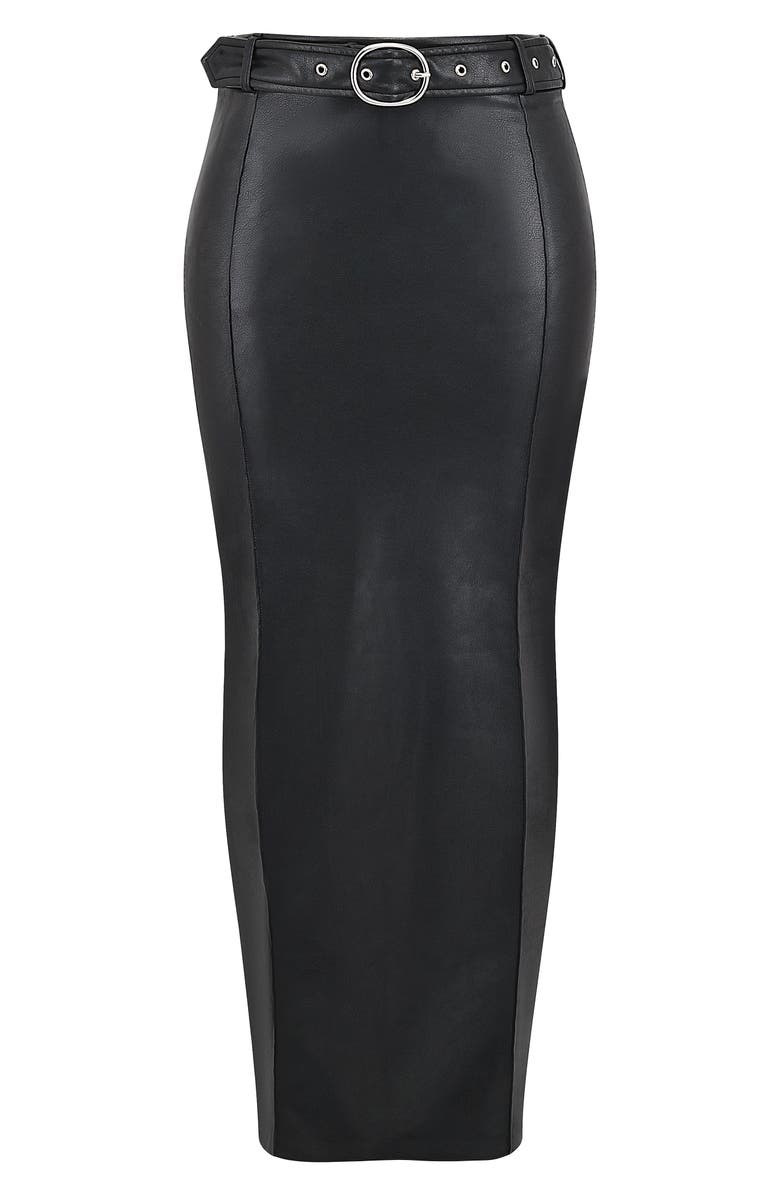 Mistress Rocks Belted Faux Leather Maxi Skirt, Alternate, color, 